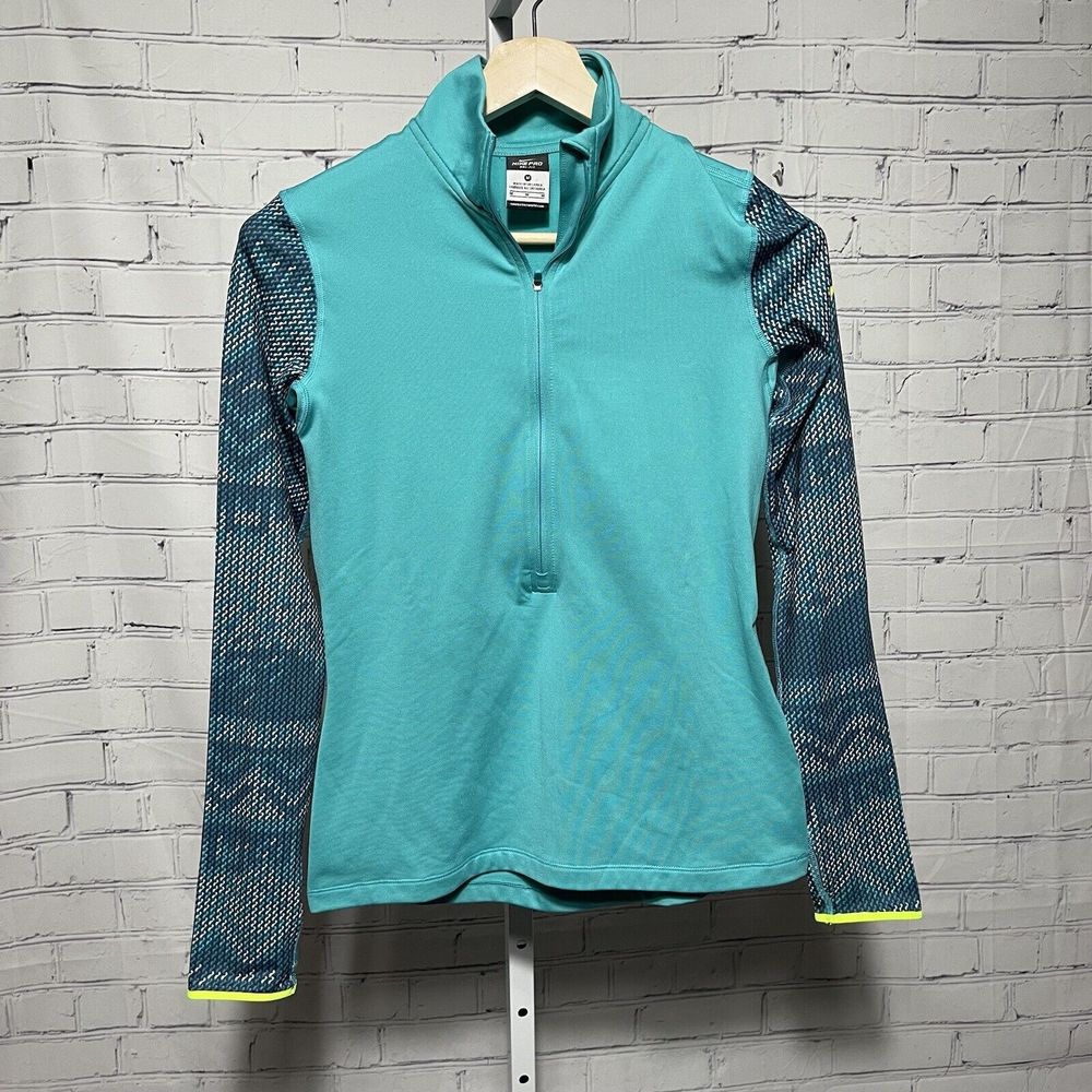 Nike Jacket Womens Size Medium Light Blue Swoosh Full Zip Up Track Dri Fit